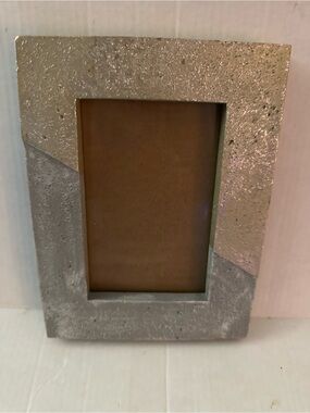 Max Studio Home Heavy Cast Stone Photo Frame Silver Gold Modern Decor